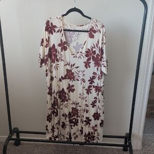 Torrid Super Soft Knit Dress in Cream and Burgundy With Pockets